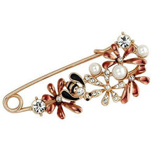 LO2879 - White Metal Brooches Flash Rose Gold Women Synthetic White