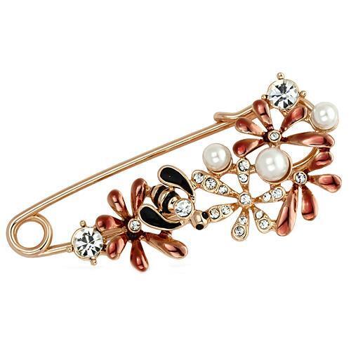 LO2879 - White Metal Brooches Flash Rose Gold Women Synthetic White