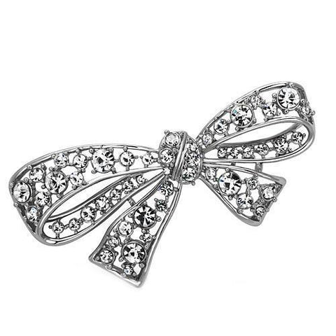 LO2882 - White Metal Brooches Imitation Rhodium Women Top Grade Crystal Clear