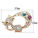LO2889 - White Metal Brooches Flash Rose Gold Women Top Grade Crystal Multi Color