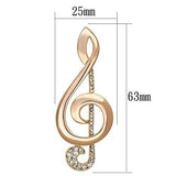 LO2893 - White Metal Brooches Flash Rose Gold Women Top Grade Crystal Clear