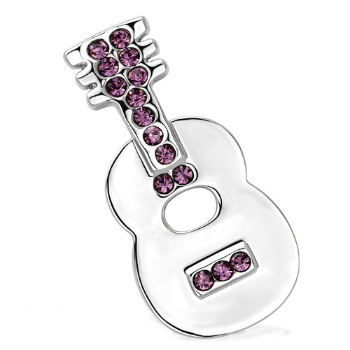 LO2894 - White Metal Brooches Imitation Rhodium Women Top Grade Crystal Light Amethyst