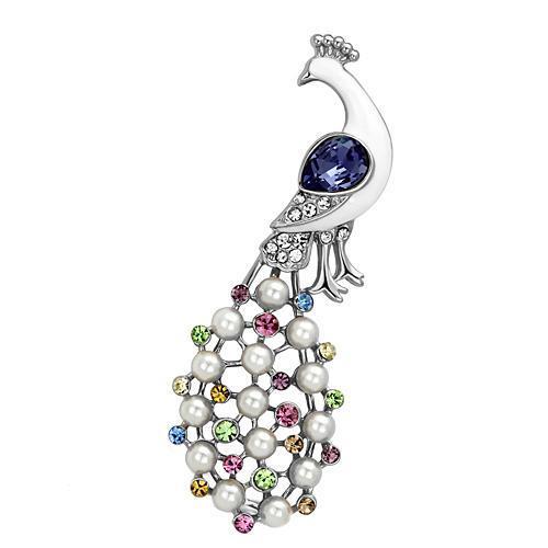LO2896 - White Metal Brooches Imitation Rhodium Women Top Grade Crystal Multi Color