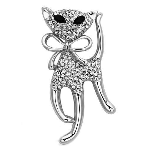 LO2900 - White Metal Brooches Imitation Rhodium Women Top Grade Crystal Jet