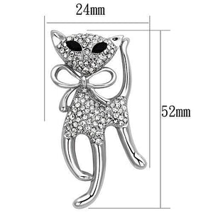 LO2900 - White Metal Brooches Imitation Rhodium Women Top Grade Crystal Jet