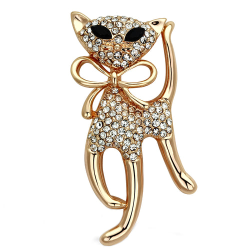 LO2901 - White Metal Brooches Flash Rose Gold Women Top Grade Crystal Jet