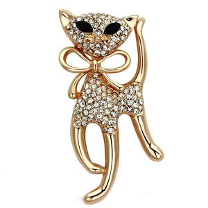 LO2901 - White Metal Brooches Flash Rose Gold Women Top Grade Crystal Jet