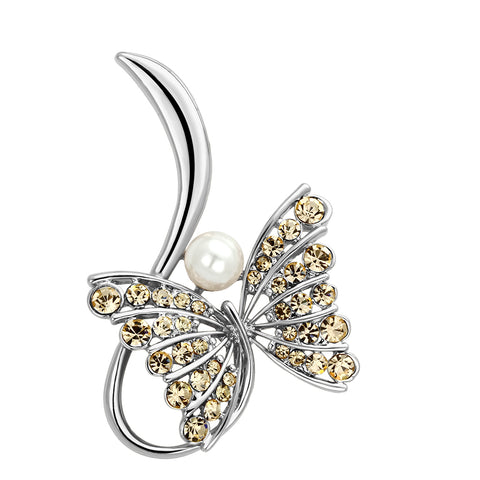 LO2903 - White Metal Brooches Flash Rose Gold Women Synthetic White