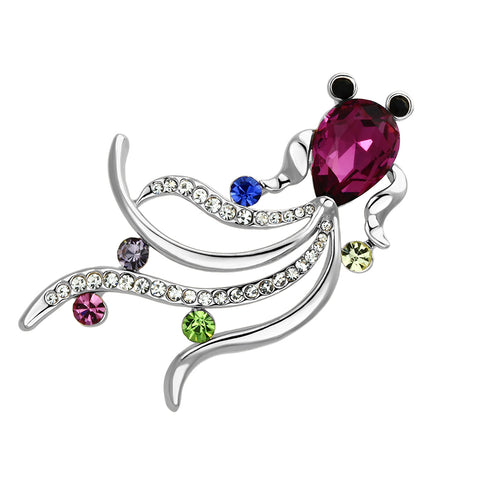 LO2905 - White Metal Brooches Flash Rose Gold Women Synthetic Fuchsia