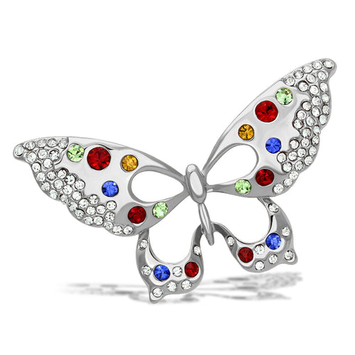 LO2906 - White Metal Brooches Imitation Rhodium Women Top Grade Crystal Multi Color