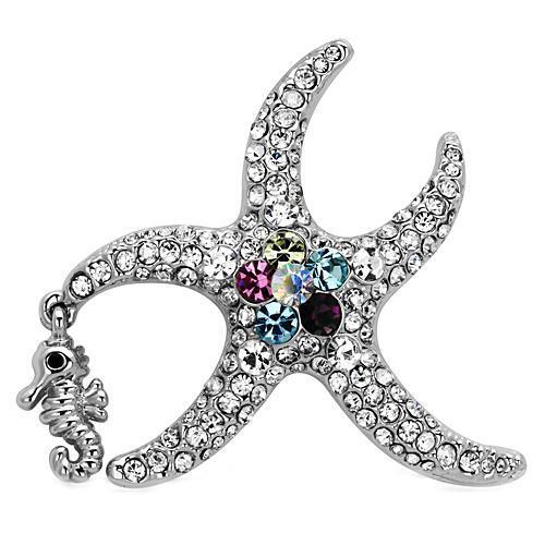 LO2910 - White Metal Brooches Imitation Rhodium Women Top Grade Crystal Multi Color