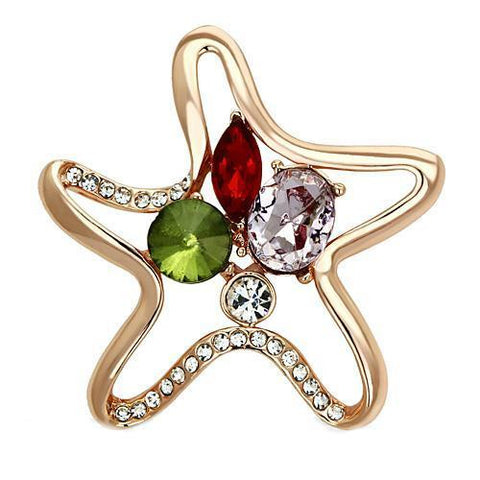 LO2913 - White Metal Brooches Flash Rose Gold Women Synthetic Multi Color