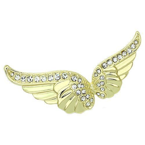 LO2914 - White Metal Brooches Flash Gold Women Top Grade Crystal Clear