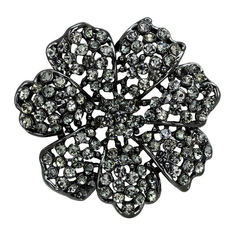 LO2919 - White Metal Brooches Ruthenium Women Top Grade Crystal Black Diamond