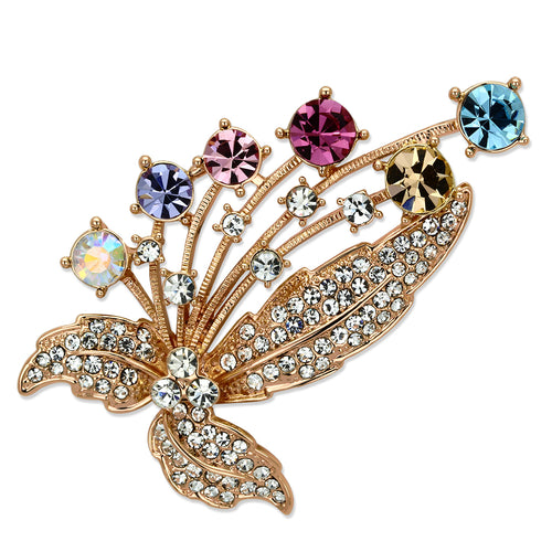 LO2922 - White Metal Brooches Flash Rose Gold Women Top Grade Crystal Multi Color
