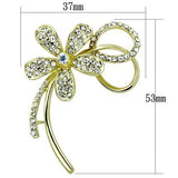 LO2924 - White Metal Brooches Flash Gold Women Top Grade Crystal Clear