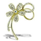 LO2924 - White Metal Brooches Flash Gold Women Top Grade Crystal Clear