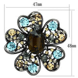 LO2926 - White Metal Brooches Ruthenium Women Synthetic Brown