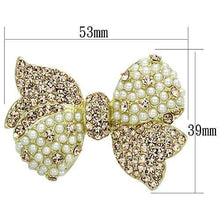 LO2927 - White Metal Brooches Flash Gold Women Synthetic White