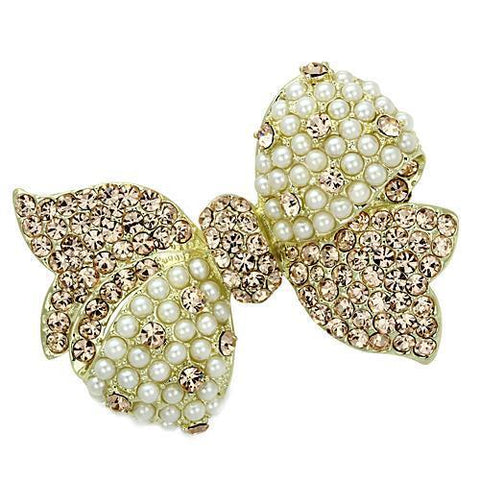 LO2927 - White Metal Brooches Flash Gold Women Synthetic White