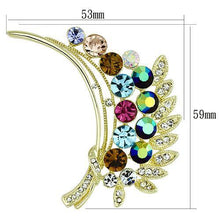 LO2929 - White Metal Brooches Flash Gold Women Top Grade Crystal Multi Color