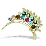 LO2929 - White Metal Brooches Flash Gold Women Top Grade Crystal Multi Color