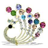 LO2931 - White Metal Brooches Flash Gold Women Top Grade Crystal Multi Color