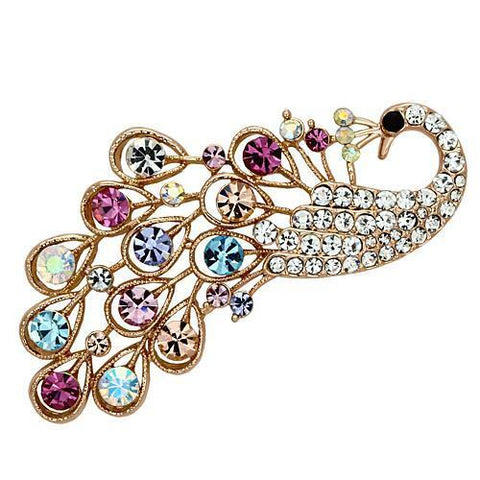 LO2932 - White Metal Brooches Flash Rose Gold Women Top Grade Crystal Multi Color