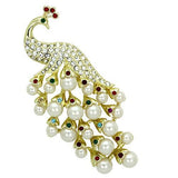LO2933 - White Metal Brooches Flash Gold Women Synthetic White
