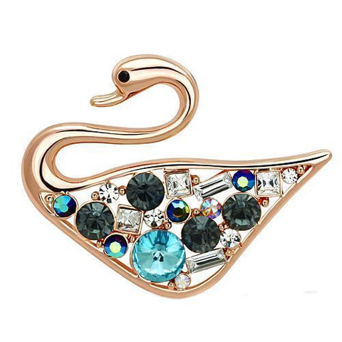 LO2934 - White Metal Brooches Flash Rose Gold Women Top Grade Crystal Multi Color