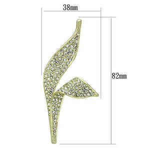 LO2935 - White Metal Brooches Flash Gold Women Top Grade Crystal Clear