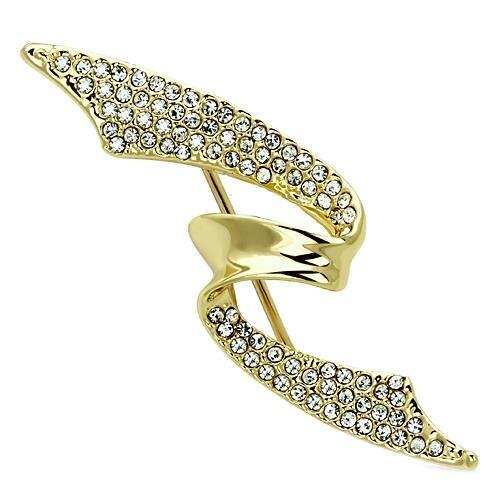 LO2940 - White Metal Brooches Flash Gold Women Top Grade Crystal Clear