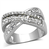 LO2942 - Brass Ring Rhodium Women Top Grade Crystal Clear