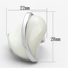 LO2944 - Brass Ring Rhodium Women Synthetic White