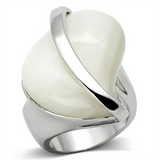 LO2944 - Brass Ring Rhodium Women Synthetic White