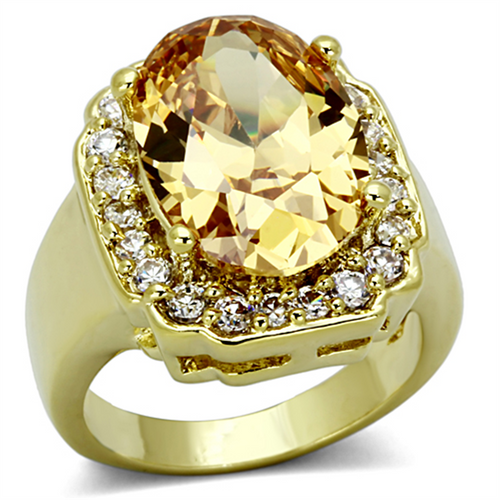 LO2955 - Brass Ring Gold Women AAA Grade CZ Topaz