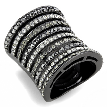 LO2967 - Brass Ring Ruthenium Women Top Grade Crystal Black Diamond