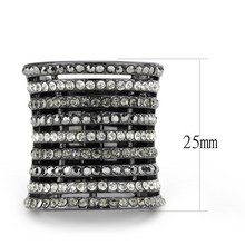 LO2967 - Brass Ring Ruthenium Women Top Grade Crystal Black Diamond