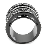 LO2967 - Brass Ring Ruthenium Women Top Grade Crystal Black Diamond