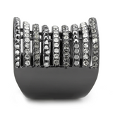 LO2967 - Brass Ring Ruthenium Women Top Grade Crystal Black Diamond