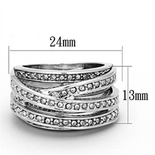 LO2995 - Brass Ring Rhodium Women Top Grade Crystal Clear