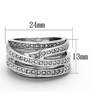 LO2995 - Brass Ring Rhodium Women Top Grade Crystal Clear