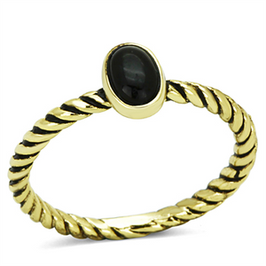 LO3063 - Brass Ring Gold Women Synthetic Jet