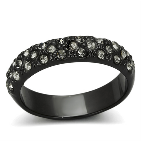 LO3064 - Brass Ring TIN Cobalt Black Women Top Grade Crystal Black Diamond