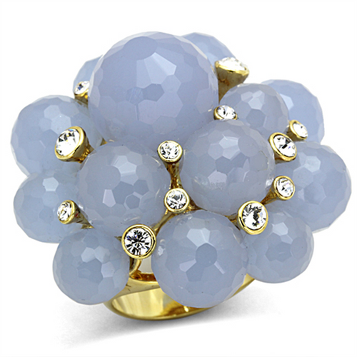 LO3214 - Brass Ring Gold Women Synthetic Gray