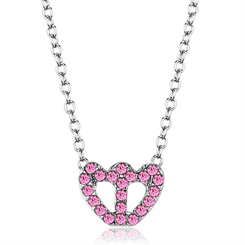 LO3230 - Brass Chain Pendant Rhodium Women Top Grade Crystal Rose