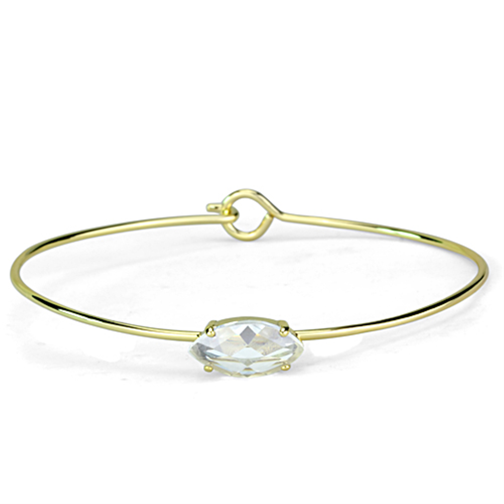 LO3260 - Brass Bangle Gold Women AAA Grade CZ Clear