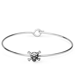 LO3267 - Brass Bangle Rhodium Women Top Grade Crystal Clear