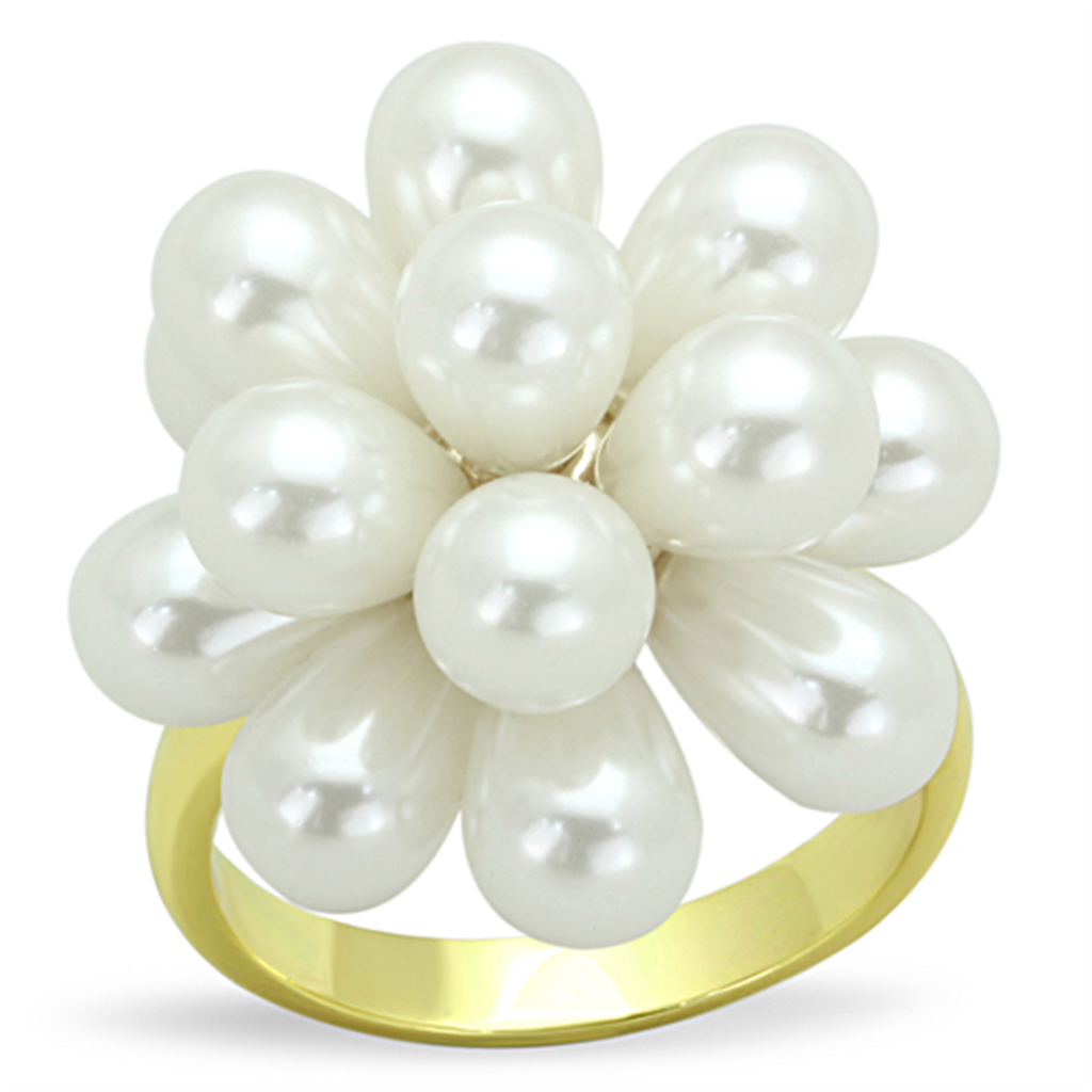 LO3286 - Brass Ring Gold Women Synthetic White