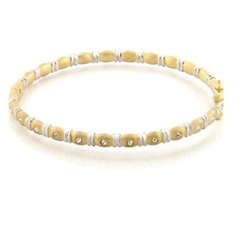 LO331 - Brass Bangle Matte Gold & Rhodium Women Top Grade Crystal Clear